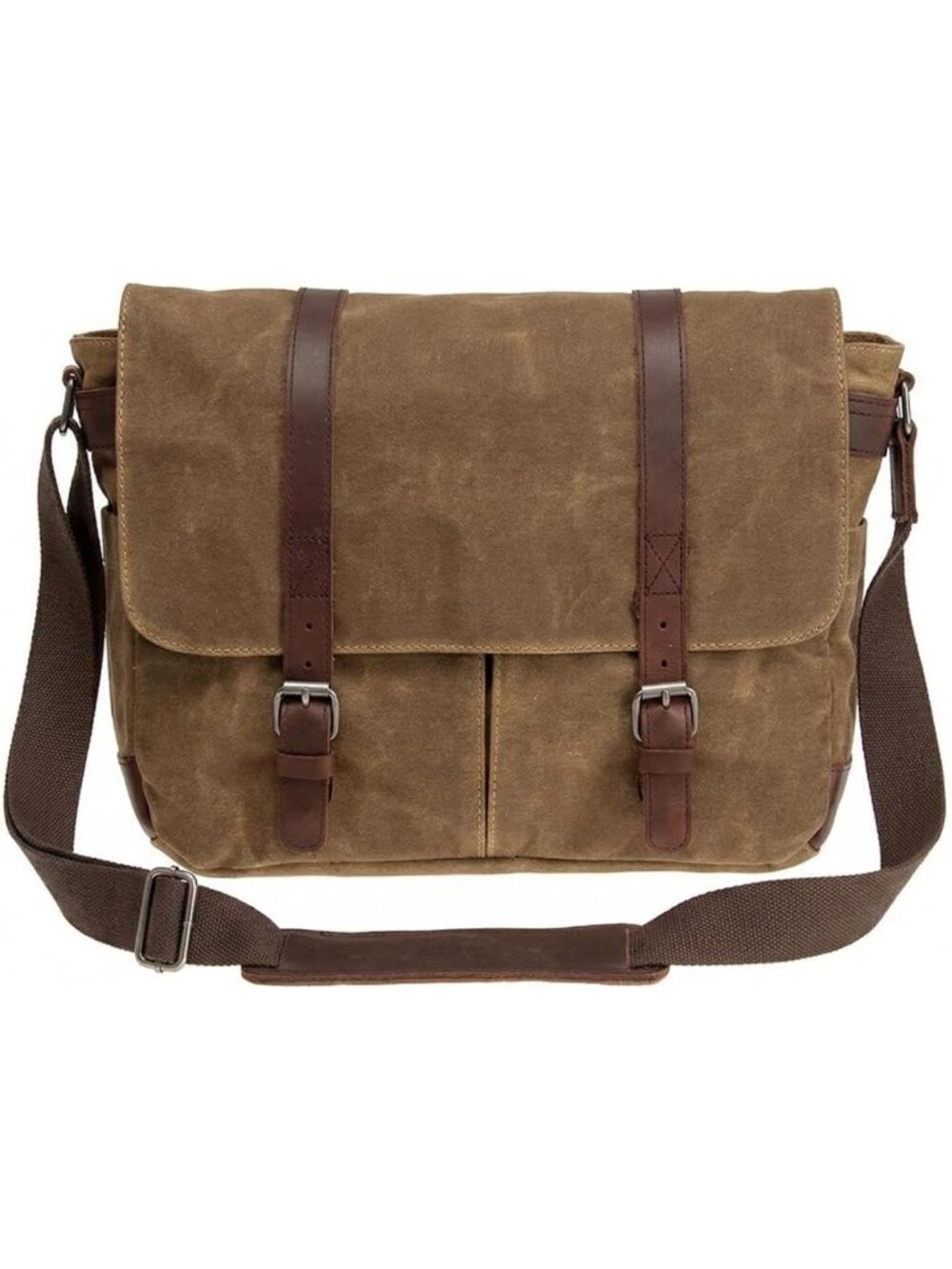 Vintage Leather & Waxed Canvas Briefcase Satchel for 15.6” Laptop - Rugged